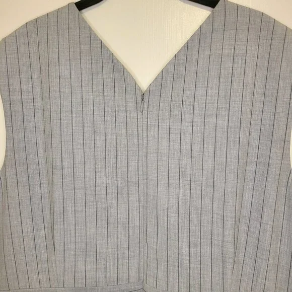 NWT Ann Taylor Bi-Stretch V-Neck Gray Pinstripe Summer Fall Career Dress Sz 18 - Picture 8 of 13